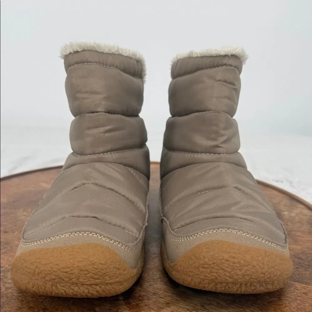 KEEN Boots Wm 6 Howser Fold Down Taupe Winter Ankle Cream Faux-Fur
